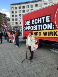 Ariane Meise, Jahrgang 1960, ist Juristin und seit dem 14. Lebensjahr politisch für die NPD aktiv. Schon Anfang der 1980er Jahre war sie stellvertretende Bundesvorsitzende des Nationaldemokratischen Hochschulbundes (NHB), aktuell ist sie Kreisrätin im Kreistag Rhein-Sieg, Kreisvorsitzende der NPD-Bonn-Rhein-Sieg, stellvertretende Landesvorsitzende der NPD NRW und Mitglied des NPD-Parteivorstandes