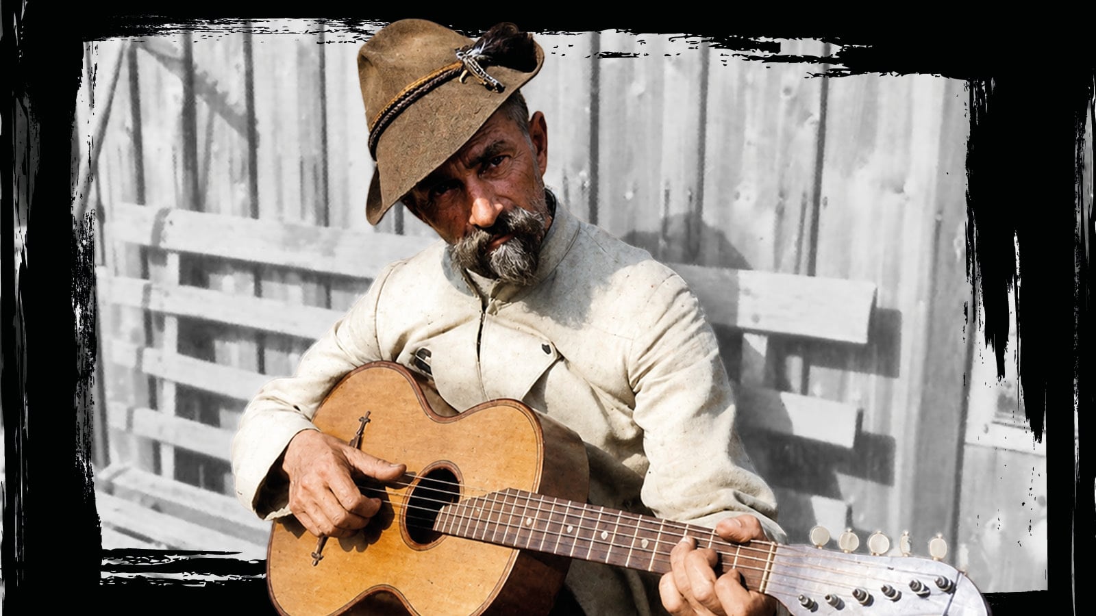 Anton Günther mit Gitarre: Der erzgebirgische Volksdichter und Sänger im Porträt.